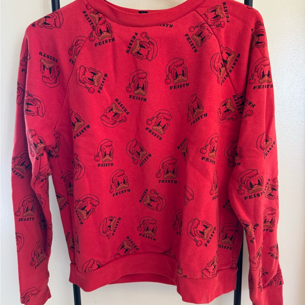 AE Disney Donald Duck Festive Red Graphic Women's Sweatshirt/Sweatpants Set